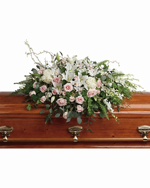 Blush pink and white casket spray
