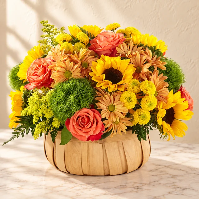Harvest Sunflower Basket seasonal floral arrangement