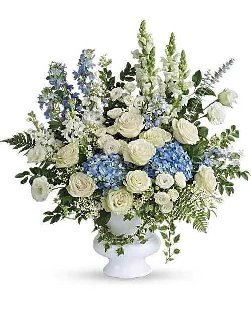 Powder blue and cream white service floor basket